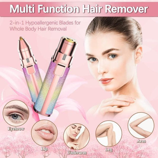 2-in-1 Electric Eyebrow Trimmer & Hair Remover | Rechargeable & Painless Facial Shaver for Women